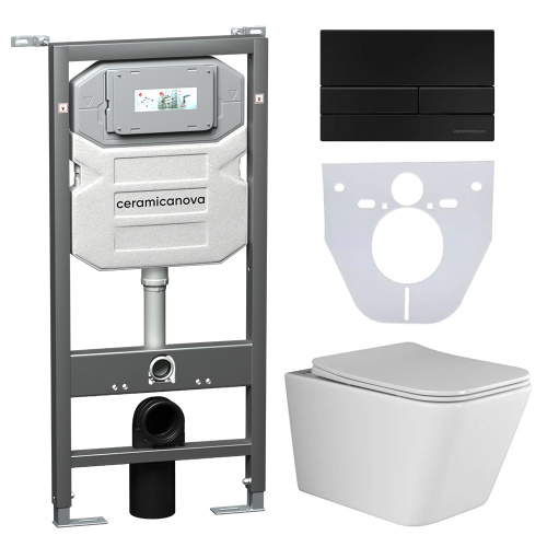 Инсталляция с кнопкой + унитаз + шумоизоляция Ceramica Nova CN3007_1002B_1000